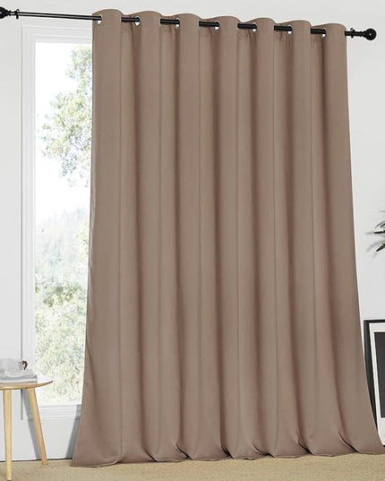 NICETOWN Patio Blind Blackout Curtain Panels - Extra Wide Curtains, Sliding Door Insulated Drape, Soundproof Room Divider Curtains (Cappuccino, 100 x 95 Inch/ 100"W x 95"L)
