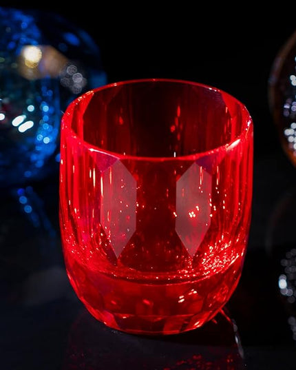 KAMMAK Crystal Whiskey Glasses Set of 2, 7oz Old Fashioned Glasses Stemless, Hand Blown Colored Cocktail Glasses, Engagement Gifts for Couples, Women, Men