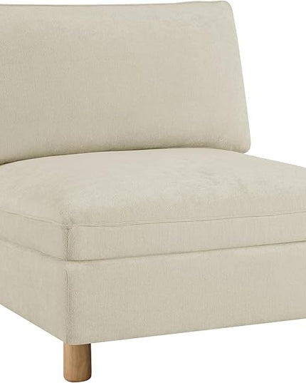 CHITA Super Large Sectional Couches for Living Room, Modular Cloud Couch Sectional Sofa, Premium Fabric Couches, Down Filled, High Density Foam, Chenille in Cream, Armless Chair