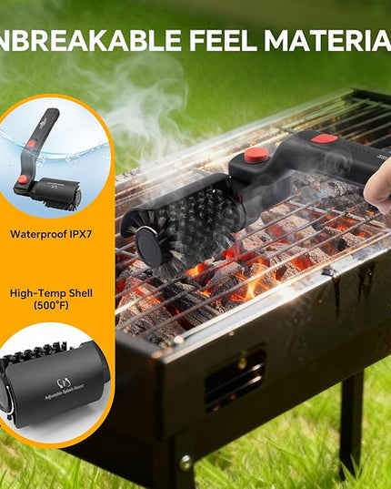 Electric Rotary Grill Brush with 1 Replacement Head,Cordless Rechargeable Grill Cleaning Brush with Adjustable Angle,No Bristle Shedding,Gifts for Men/Dad