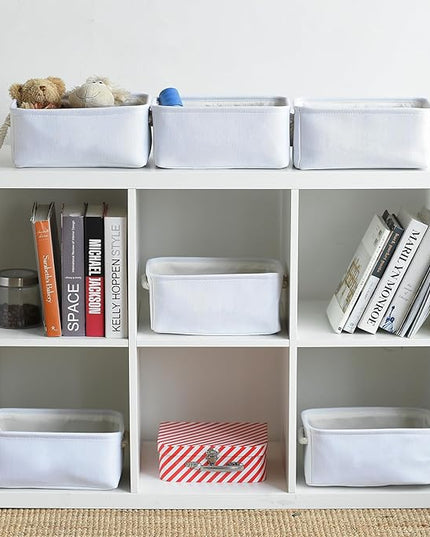 TheWarmHome Storage Basket for Gifts Empty - 11.8x7.8x5.2 inch 1 Pack Fabric Storage Cubes, Nursery Organizers and Storage for Closet Cloth Toy Book (White)