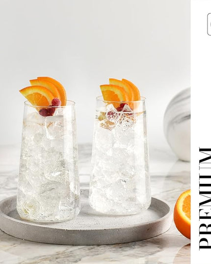 Krosno Water Glasses, Set of 4, Capacity 20 fl oz, Infinity Collection, Thin Highball Glasses,Clear Tall Glass Cups For Water, Juice, Drinks, and Cocktails, Dishwasher Safe, Made in Europe