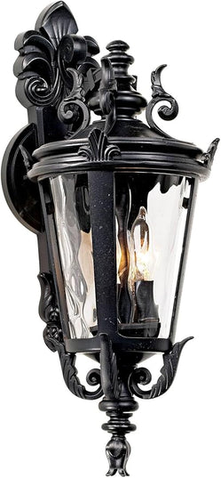 John Timberland Casa Marseille European Outdoor Wall Light Fixture Textured Black French 21 3/4" Clear Hammered Glass for Exterior House Porch Patio Outside Deck Garage Front Door Garden Home