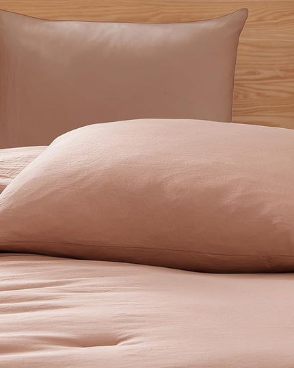 WRENSONGE Twin Comforter Set- 5 Pieces Clay Pink Twin Bed in a Bag, All Season Twin XL Bedding Sets with 1 Fitted Sheet, 1 Flat Sheet, 1 Pillow Sham and 1 Pillowcase
