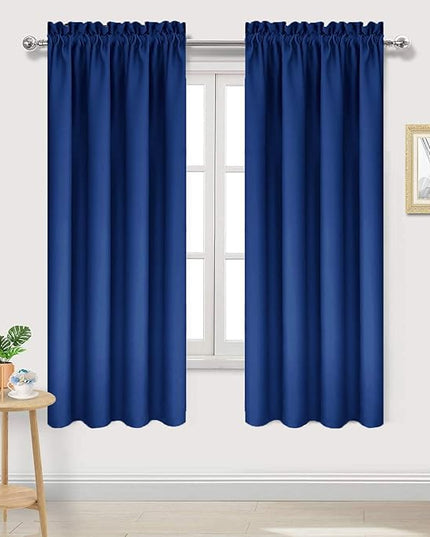 DWCN Blackout Curtains Room Darkening Thermal Insulated Bedroom Curtains Window Curtain Panels, 42 x 63 inches Long, Set of 2 Classic Blue Rod Pocket Drapes