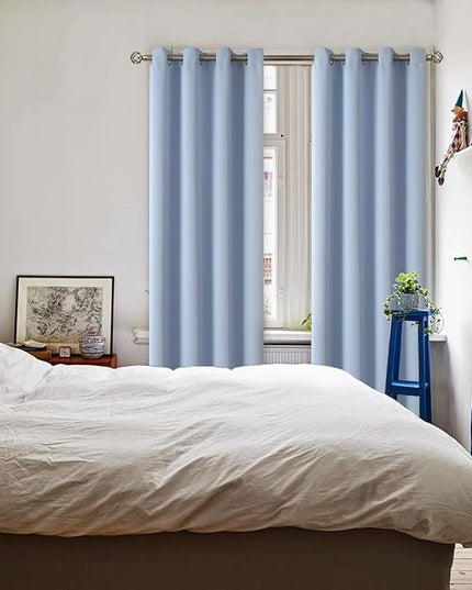BGment Blackout Curtains for Living Room - Grommet Thermal Insulated Room Darkening Curtains for Bedroom, 2 Panels of 52 x 84 Inch, Spa Blue