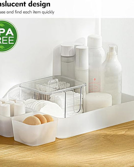 Poeland 15 Pcs Drawer Organizer Tray Storage Box for Bedroom Dresser Bathroom Kitchen, Frosted