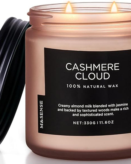 M&SENSE Warm Cashmere Scented Candle, 11.6oz Clean Non Toxic Natural Soy Wax Fragrance for Bathroom Bedroom 70 Hours Burn Time Candle, 2 Wick Aromatherapy Gifts for Housewarming