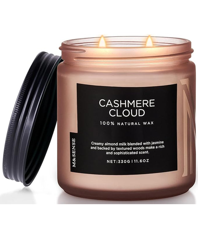 M&SENSE Warm Cashmere Scented Candle, 11.6oz Clean Non Toxic Natural Soy Wax Fragrance for Bathroom Bedroom 70 Hours Burn Time Candle, 2 Wick Aromatherapy Gifts for Housewarming