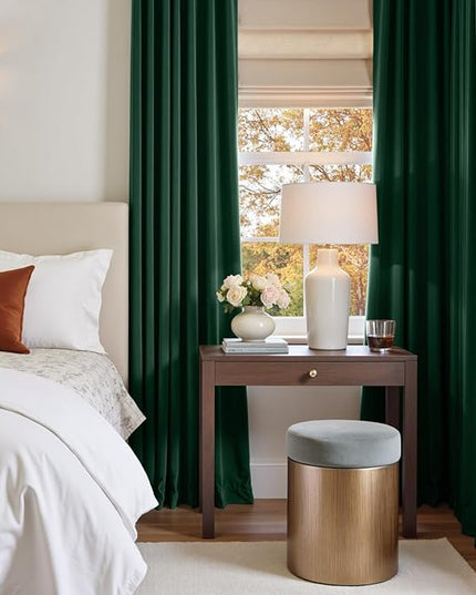 Lazzzy Blackout Velvet Curtains Green Thermal Insulated Curtains 84 Inch Long for Bedroom Living Room Drapes Window Treatments Grommet Set of 2 Panels Emerald Green