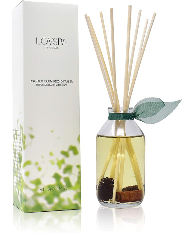 LOVSPA Reed Diffuser Set, Cinnamon Pine Cones Scented Oil Diffuser with Sticks, Home Fragrance Accessories for Bathroom Shelf Decor, Aroma Diffusers for Home or Office Desk, USA Made
