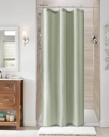 Naturoom Mist Sage 36 Inch Shower Curtain - Stall Narrow Half Linen Ultra Thick Fabric Shower Curtain Set with Hooks, Boho Farmhouse Rustic RV Camper Bath Curtains for Bathroom, 36x72