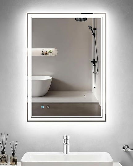 24"x 32" LED Bathroom Mirror with Anti-Fog, Dimmable Backlit + Front Lit, 3-Color LED Bathroom Vanity Mirror for Wall, Memory Function, Shatter-Proof Glass, ETL Listed(NHYJ6822D)
