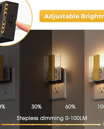 L LOHAS LED Night Lights Plug Into Wall, 2 Pack Night Light with Dusk-to-Dawn Sensor, Dimmable Decorative LED Nightlights, 0-100LM 3000K Adjustable Brightness for Bathroom, Hallway, Bedroom,Stairway