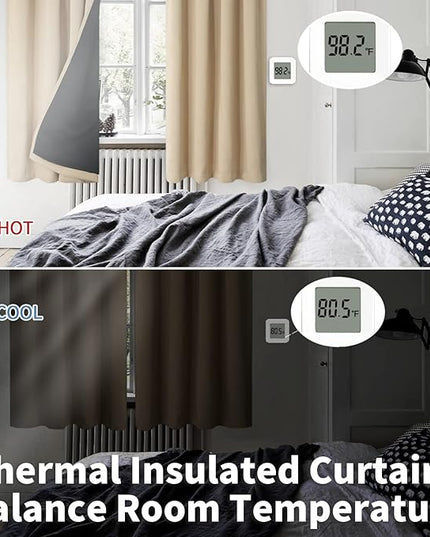 BGment Thermal Insulated 100% Blackout Curtains for Bedroom with Black Liner, Double Layer Full Room Darkening Noise Reducing Rod Pocket Curtain (52 x 72 Inch, Beige, 2 Panels)