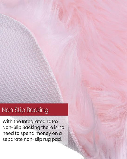 Walk On Me Faux Fur Heart Shaggy Area Rug, 2.5 ft. x 3 ft., Pink, Machine Washable, Non-Slip Backing