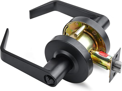 Boomerang Entry Function - ADA Commercial Door Lever Lock - Heavy-Duty Locking Door Handle, Cylindrical Lever Lock, Non-Handed Grade 2, Matte Black (US19), Entrance/Keylock