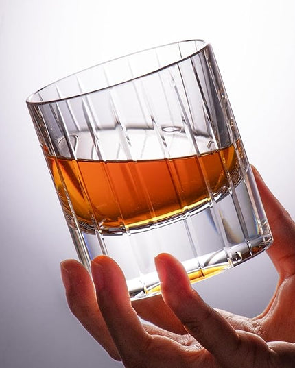 KAMMAK Crystal Whiskey Glasses Set of 2, Handcrafted 6.43oz Old Fashioned Glasses Stemless, Luxury Hand Blown Cocktail Glasses, Scotch Cup for Women, Men Gift for Bourbon Barware, Home Bar