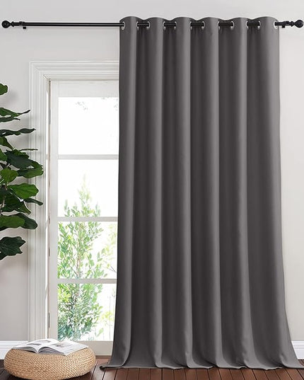 NICETOWN Blackout 118 inch Long Curtain for Living Room, Grommet Room Divider Sound Reducing Window Treatment for Sliding Glass Door/Bedroom, Gray, W80 x L118, 1 Panel