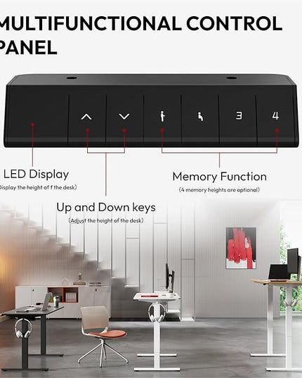 SANODESK Electric Standing Desk 48x24 Inch Height Adjustable Stand Up Desk Home Office Computer Workstation Sit Stand Home Office Desk with Splice Board (White Frame + Maple Top)