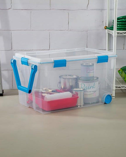 Sterilite 6-Pack Gasket Box, Weather-Resistant Storage Bins with Latching Lids, 120 Quart - Heavy-Duty Organizing Containers for Closet, Bathroom, and Office