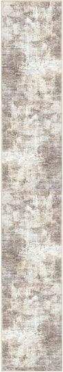 IOHOUZE Abstract Runner Rug 3x16 Ft Long Washable Runners for Hallways, Non Slip Kitchen Runner Printed Faux Wool Entryway Runner Indoor, Modern Abstract Floor Carpet for Hall Stair, Beige Brown