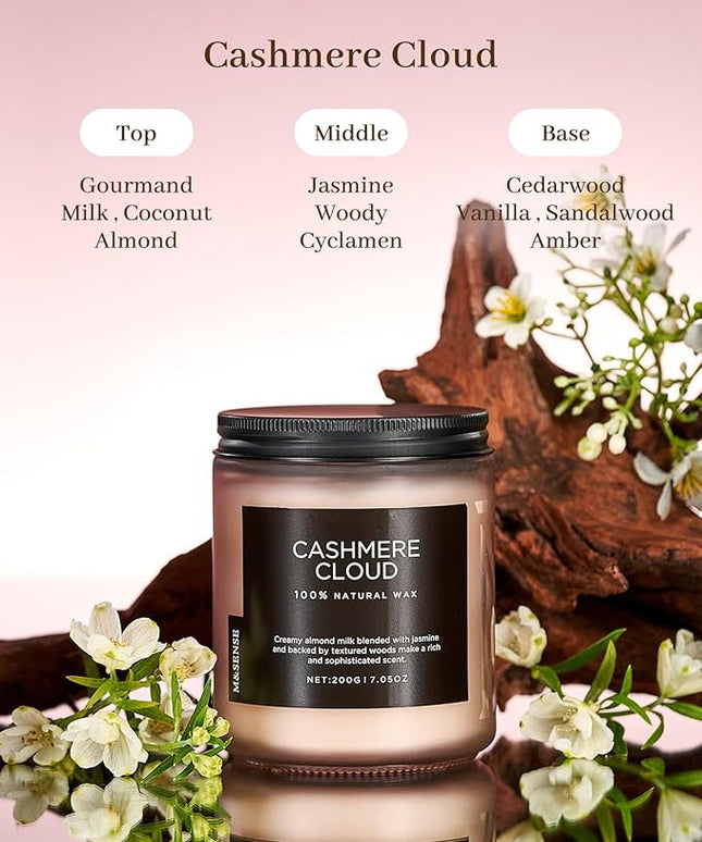 M&SENSE Creamy Almond Milk Scented Candles, Organic Natural Soy Wax Clean Non Toixc 7.05oz 50 Hour Slow Burning Candle for Bedroom Kitchen Home Decor, Housewarming Gifts for Women Men