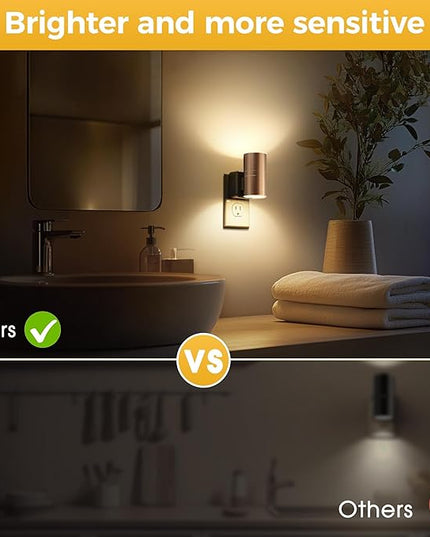 L LOHAS LED Night Light, 2 Pack Night Lights Plug into Wall, Automatic Dusk to Down Nightlight, 3000K Soft White 0-100LM Dimmable Modern Nightlight for Kids Bedroom Hallway