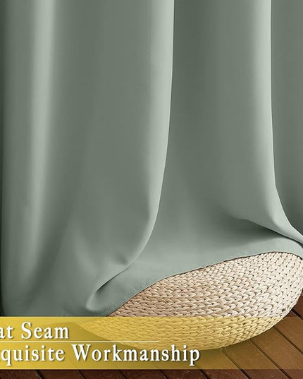 NICETOWN Sage Green Sliding Door Curtains 95 inches Long - Grommet Blackout Room Darkening French Door Sound Reducing Thermal Curtain for Living Room/Bedroom (W100 x L95, 1 Panel)