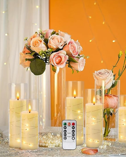 24 Pack Christmas Decoration Flickering Flameless Candles,Battery Operated Candles,LED String Lights LED Candles for New Year, Home Decor, Parties,Wedding(D2.2 xH 5" 6" 7") (Ivory)