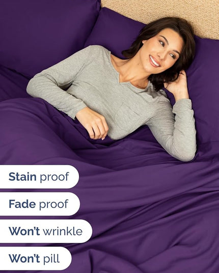 Extra Deep King Sheet Set - 6 Piece Breathable and Cooling Sheets - Hotel Luxury Bed Sheets Set - Easy & Secure Fit - Soft, Wrinkle Free and Comfy Sheets Set - Purple Sheet Set with Extra Deep Pockets
