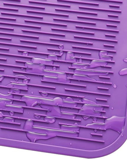 Silicone Dish Drying Mat for Multiple Usage,Easy clean,Eco-friendly,Heat-resistant Silicone Mat for Kitchen Counter or Sink,Refrigerator or Drawer Liner Purple 3XL 28 inches x 18 inches