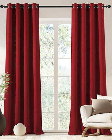 NICETOWN Blackout Drapery Curtain Panel 90 inches Long - Window Treatment Thermal Insulated Grommet Blackout Curtain/Drape for Bedroom Living Room (Burgundy Red, 1 Panel, 46 by 90 inches)