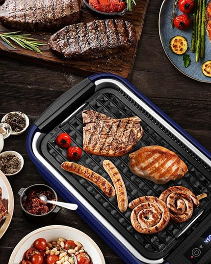 Indoor Grill CUSIMAX Electric Smokeless Grill Portable Korean BBQ with Turbo Smoke Extractor Technology, Non-stick Removable Plate, Tempered Glass Lid, Great for Party(Single Plate)