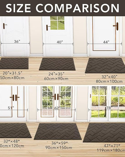 hicorfe Front Door Mat Outside Entrance,36"x59" Absorbent Muddy Dirt Resist Welcome Door Mats Outdoor Indoor,Stain and Fade Resistant,Non Slip Backing Entry Mat Doormat for Entryway(Latte)