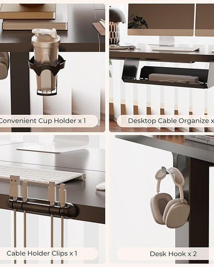 Adjustable Standing Desk, Large 79x31 Inches Standing Desk with Cable Management, Height Adjustable Home Office Computer Desk with with Cup Holder & Memory Preset