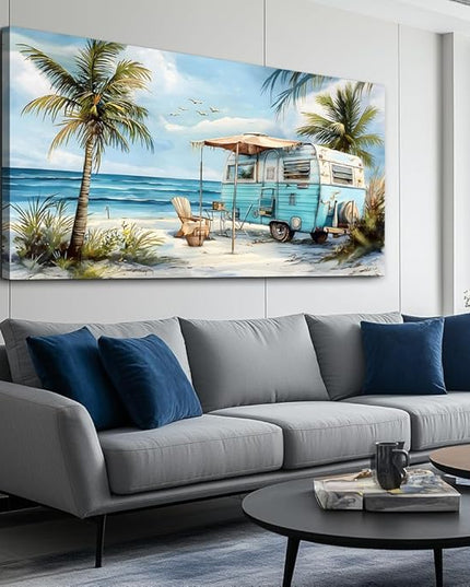 ERQINHUA Large Wall Decor For Living Room Canvas Wall Art For Office Bedroom Aesthetic Marine Beach Landscape Wall Painting Artwork Pictures Modern Beach Posters Ready To Hang Home Decor 30"x60"