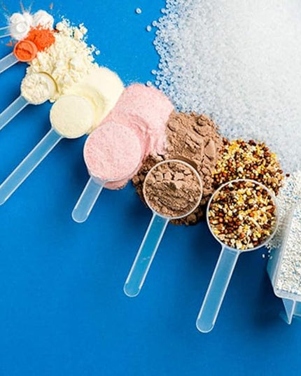 Plastic Measuring Scoop, (39 cc | 2.63 tbsp | 1.32 fl oz. | 39 mL) Long Handle Spoons for Powders, Granules, Coffee, Pet Food, Baking Supplies, Protein and Other Dry Goods, BPA Free (Set of 3)