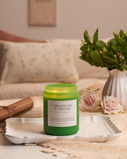 M&SENSE Fir & Orange Large Candle for Home Scented 19.4oz 110 Hour Clean Non Toxic Long Lasting Organic Natural Soy Wax Highly Scented Holiday Candle Gifts for Home Decor