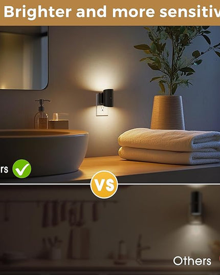 L LOHAS LED Night Light, Dimmable Night Lights Plug into Wall,2 Pack Nightlight for Kids,180° Rotatable, 3000K 0-150LM Dimmable Night Lights with Dusk to Dawn Sensor for Children Room Bathroom