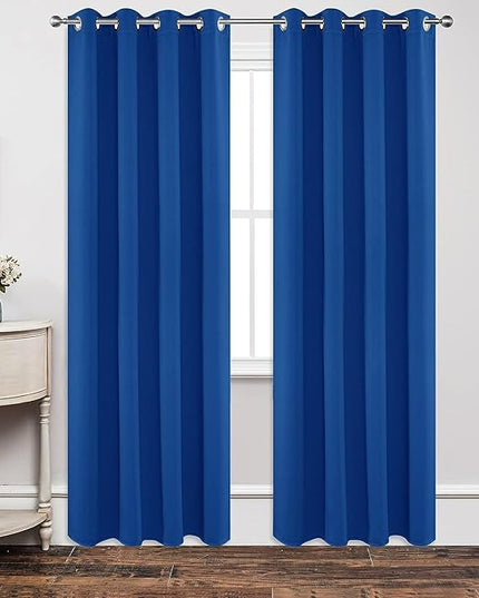Joydeco Blackout Curtains 84 inches Long 2 Panels Set, Thermal Insulated Long Curtains & Drapes 2 Burg, Room Darkening Grommet Drapes for Bedroom Living Room Windows (W42 x L84 Inch, Royal Blue)