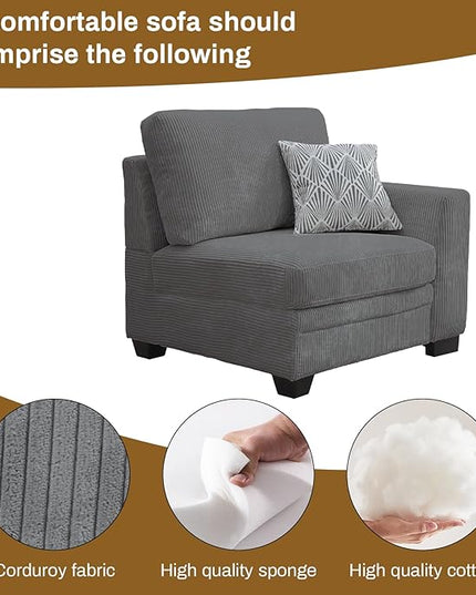 Legend Vansen Oversized Modular Sectional Sofa,6 Seat U Shaped Couch with Ottoman,Corduroy Sofa with Deep Seat,Convertible Large Sectional Couches for Living Room (Grey, L-6)