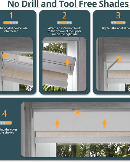 Motorized Blinds No Drill Automatic Blinds for Windows Cordless Roller Shades Electric Blinds with Remote Control Smart Blinds (Linen, 32 x 72)