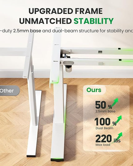 SIAGO Electric Standing Desk Adjustable - 60x28 Inch Sit Stand Desk with 1 Inch Thick Tabletop, Double Beam Frame, 3 Memory Height Adjustment, Cable Management for Home Office