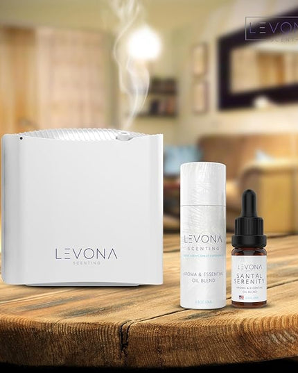 Levona Scent Essential Oils - Scents for Home, Hotel & Office Use - Perfect for Home Diffuser & Humidifiers - Aroma Fragrance Oil, Ideal for Massage, Relaxation, and Spa - Santal Serenity, 10ml