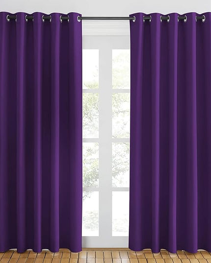 NICETOWN Royal Purple Blackout Curtains 84 inch Length, Grommet Top Room Darkening Drapes for Bedroom Living Room, Light Blocking Window Covering for Privacy (W66 x L84 Inch, 1 Panel)