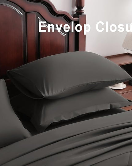 NTBAY Queen Comforter Set with Sheets, 7 Pieces Soft and Breathable Queen Bedding Set, Bed in a Bag, Down Alternative Comforter Set Solid Color All Season, Queen Bedding Set, Dark Grey