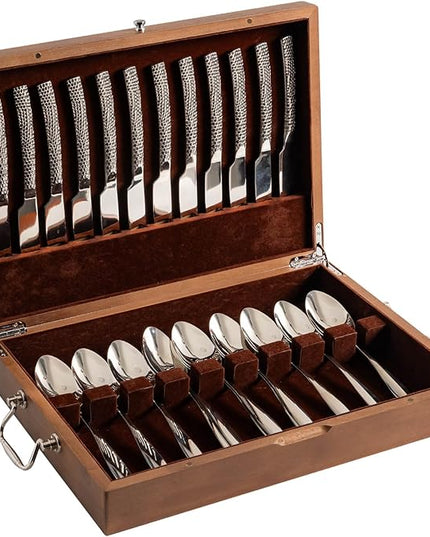 Silverware Storage Box with Lid, Flatware Storage Case with Handle, Silverware Chest Boxes for Flatware Organizer for Silver