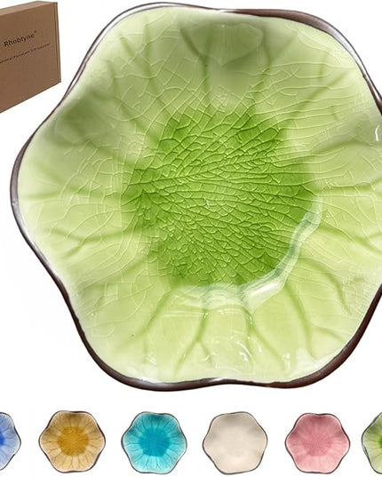 Coffee Spoon Rest for Coffee Bar Accessories, Small Spoon Rest for Coffee Station, Flower Ceramic Tea Spoon Holder for Teaspoon Rest for Tea Spoon, 1 PC (Cracks Deco, Fruit Green)