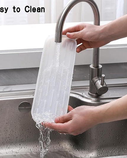 Silicone Kitchen Sink Organizer Tray for Multiple Usage,Easy Clean Sponges Holder for Kitchen Bathroom Counter or Sink,Dish Soap Dispenser,Scrubber,Bottle,Cup Translucent 12" x 4”